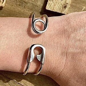 SAFETY PIN BANGLE BRACELET STERLING SILVER .925 STAMPED
